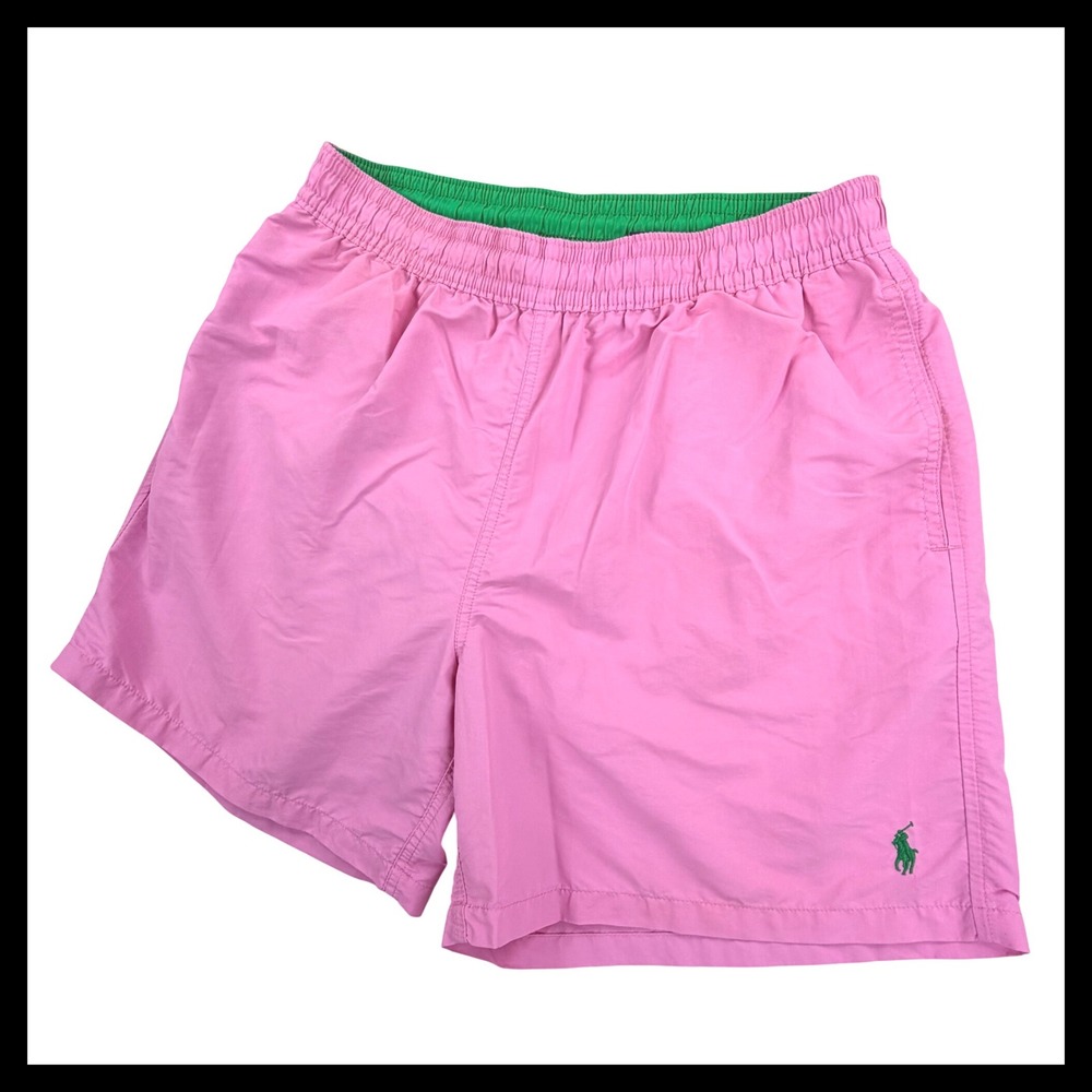 Polo Ralph Lauren Swim Shorts Men XL Pink Nylon Mesh Lined‎ Trunks Pony Logo